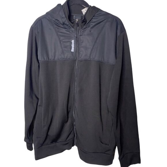 Reebok Jacket Black Hood Insulated Fleece size L Y - Picture 1 of 14